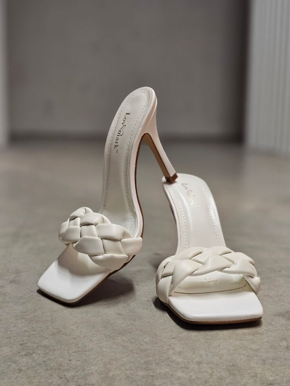 Woven Strap High Heel Slide Sandals For Women Square Toe Stiletto Elegant & Styl